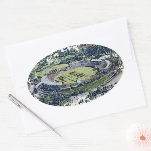 Rose Bowl Southampton Cricket Ground Artistic 楕円形シール (封筒)