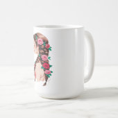 Rose Braided Hair Floral Tee for Women コーヒーマグカップ (正面右)