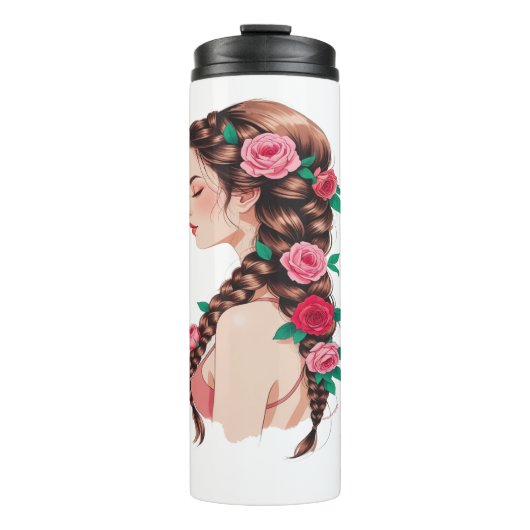 Rose Braided Hair Floral Tee for Women タンブラー (正面)