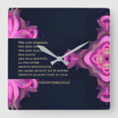 Rose broken heart in black in the powder & Dubbio スクエア壁時計 (正面)