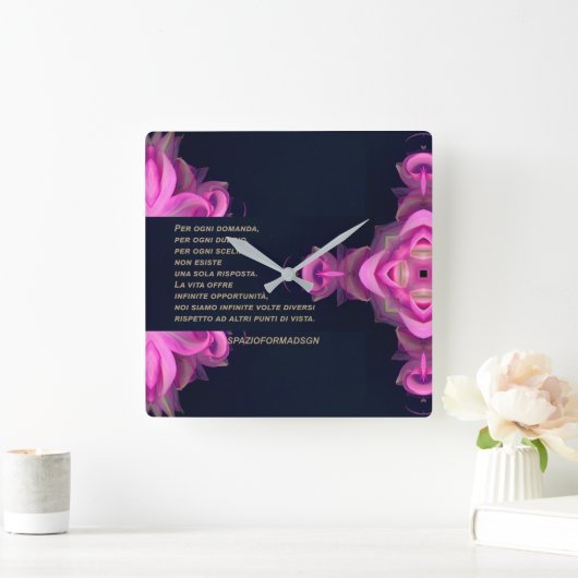 Rose broken heart in black in the powder & Dubbio スクエア壁時計 (ホーム)