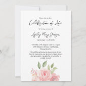 Rose Celebration of Life Photo Funeral 招待状 (裏面)