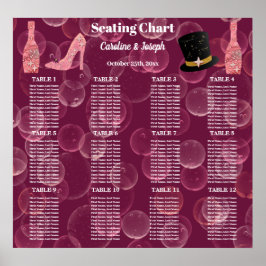 Rose Champagne Bubbly for 12 Seats Seating Chart ポスター