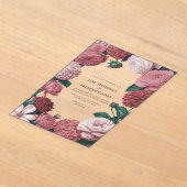 Rosé Clay, Terra Pink & Peony Smoke Floral Wedding アクリル招待状 (レイダウン)