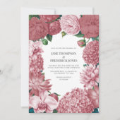 Rosé Clay, Terra Pink & Peony Smoke Floral Wedding 招待状 (正面)