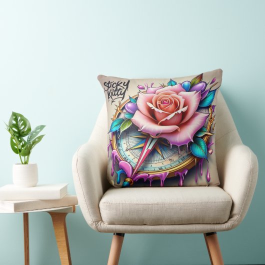"Rose Compass: A Symbol of Love and Bliss" クッション (椅子)