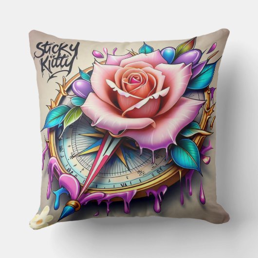 "Rose Compass: A Symbol of Love and Bliss" クッション (裏面)