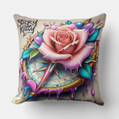 "Rose Compass: A Symbol of Love and Bliss" クッション (正面)