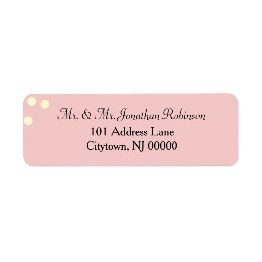 Rose Cream Polka Dots Wedding ラベル (正面)