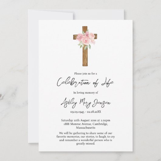 Rose Cross Celebration of Life Funeral 招待状 (正面)