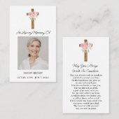 Rose Cross Memorial Photo Funeral Prayer Card 名刺 (正面/裏面)