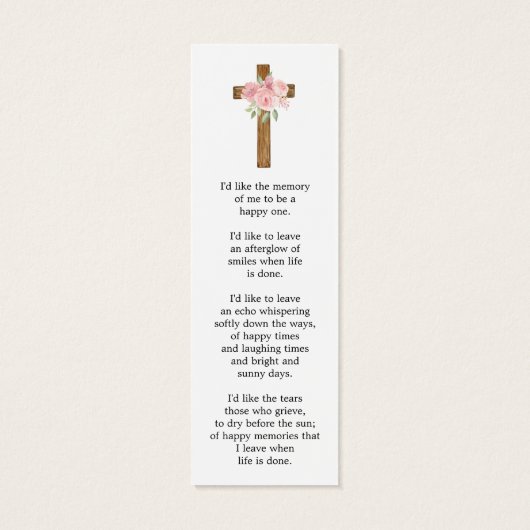 Rose Cross Photo Funeral Bookmark (裏面)