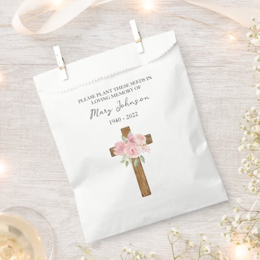 Rose Cross Seed Packet Funeral Favor Bag フェイバーバッグ (クリップ留めされた状態)
