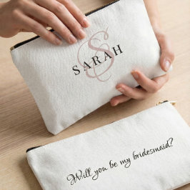 Rose Cute Monogram Personalized Bridesmaid Gift アクセサリーポーチ