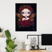 Rose Fairy ART PRINT big eye fantasy ポスター (ホームオフィス)