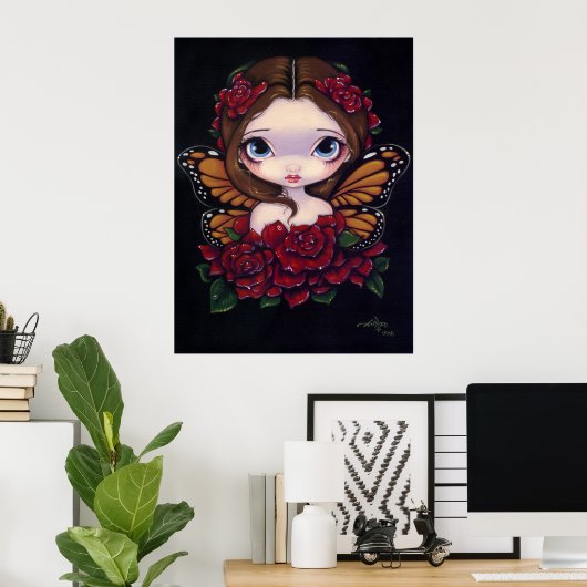 Rose Fairy ART PRINT big eye fantasy ポスター (ホームオフィス)