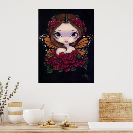 Rose Fairy ART PRINT big eye fantasy ポスター (キッチン)