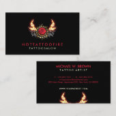 Rose Fire Retro Tattoo Design 名刺 (正面/裏面)
