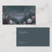 Rose Floral and Crescent Moon Night Sky Valley 名刺 (正面/裏面)