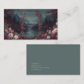 Rose Floral and Twilight Forest Mountain Landscape 名刺 (正面/裏面)