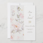 Rose Floral Chic Paper Textured Wedding 招待状 (正面)