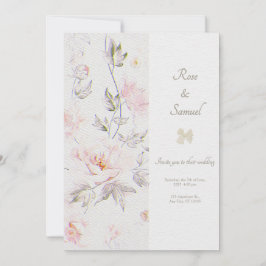 Rose Floral Chic Paper Textured Wedding 招待状