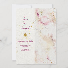 Rose Floral Chic Paper Textured Wedding 招待状