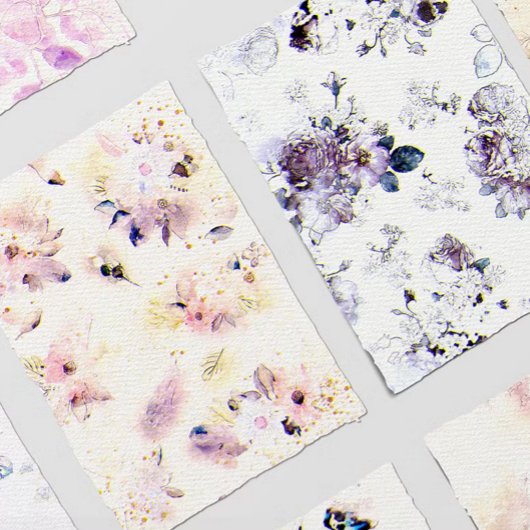 Rose Floral Chic Paper Textured Wedding  招待状