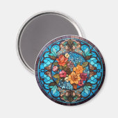Rose Floral Faux Stained-Glass マグネット (正面/裏面)