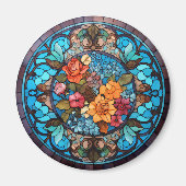 Rose Floral Faux Stained-Glass マグネット (正面)