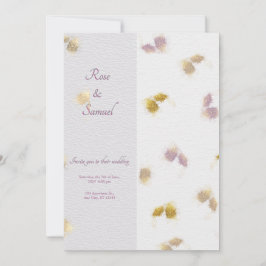 Rose Floral Glitter Paper Textured Wedding 招待状