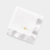 Rose floral monogram minimalist wedding 箔ナプキン (左)