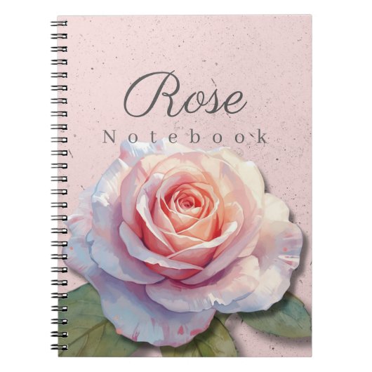 Rose Floral Notebook Name | Pink Journal ノートブック (正面)
