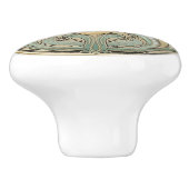 Rose Flower Green Cream Gold Art Deco Nouveau セラミックノブ (側面)