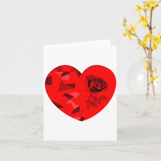 Rose Flower Valentine Red Heart  カード (黄色い花)