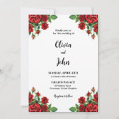 Rose Flower Wedding Invitation Template, Printable 招待状 (正面)