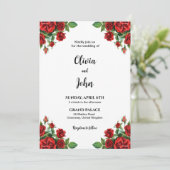 Rose Flower Wedding Invitation Template, Printable 招待状 (スタンド正面)