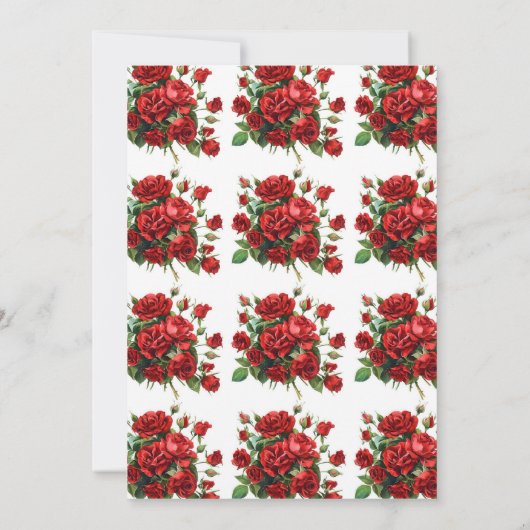 Rose Flower Wedding Invitation Template, Printable 招待状 (裏面)