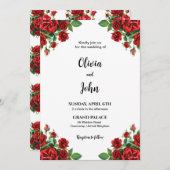 Rose Flower Wedding Invitation Template, Printable 招待状 (正面/裏面)