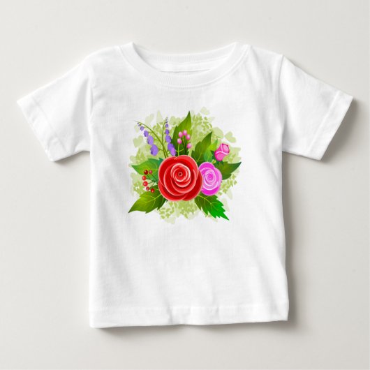 Rose Flowers Illustration ベビーTシャツ (正面)