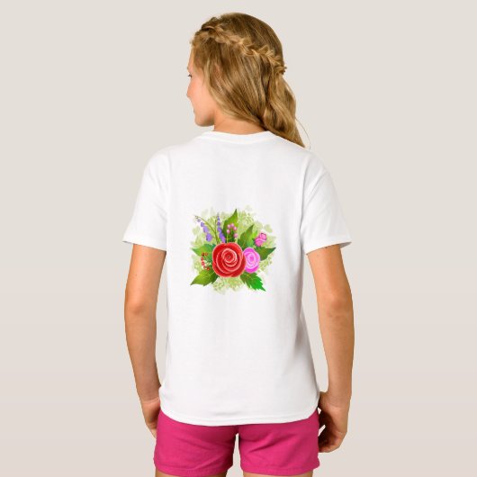 Rose Flowers Illustration Tシャツ (裏面フル)