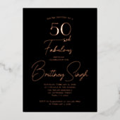 Rose Foil Fifty and Fabulous 50歳の誕生日パーティー 箔招待状 (正面)