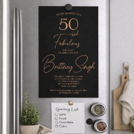 Rose Foil Fifty and Fabulous 50歳の誕生日パーティー 箔招待状