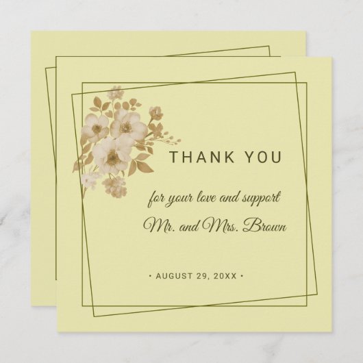 Rose Frame – Celestial Yellow Wedding サンキューカード (正面/裏面)