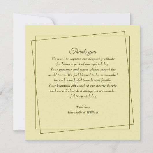 Rose Frame – Celestial Yellow Wedding サンキューカード (裏面)
