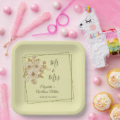 Rose Frame – Celestial Yellow Wedding ペーパープレート (パーティー)