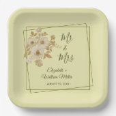 Rose Frame – Celestial Yellow Wedding ペーパープレート (正面)