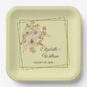 Rose Frame – Celestial Yellow Wedding ペーパープレート (正面)