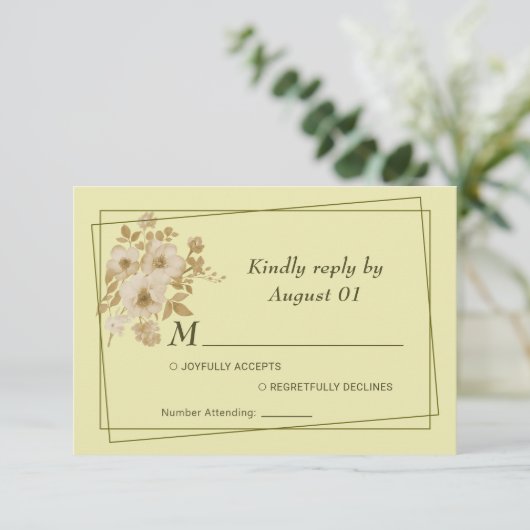 Rose Frame – Celestial Yellow Wedding 出欠カード (スタンド正面)