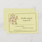 Rose Frame – Celestial Yellow Wedding 出欠カード (正面/裏面)